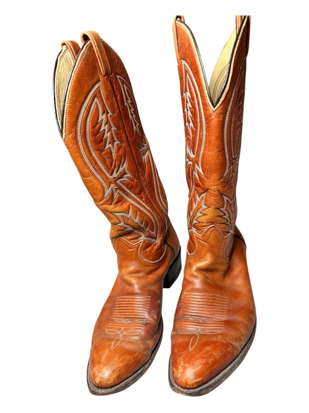 Tony Lama Men's Western leather Cowboy Boots embroidered Classic flannel fall 10